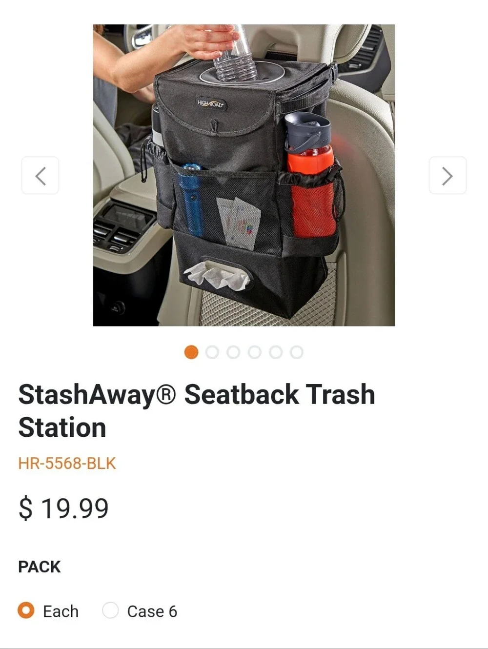 High Road StashAway Seatback Trash Station Car Organizer